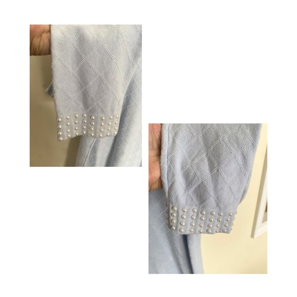 Leo & Ugo Light Blue Pearl Embellished Knit Top - Picture 4 of 6